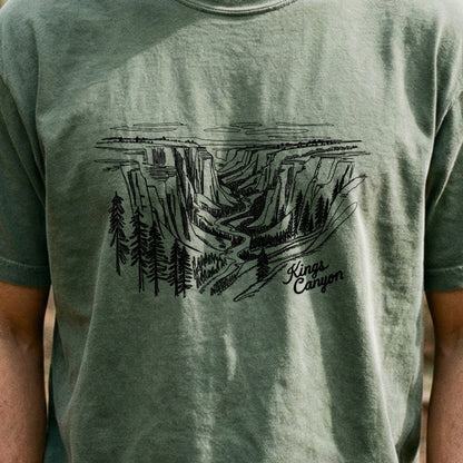Kings Canyon Line Drawing Cotton T-Shirt