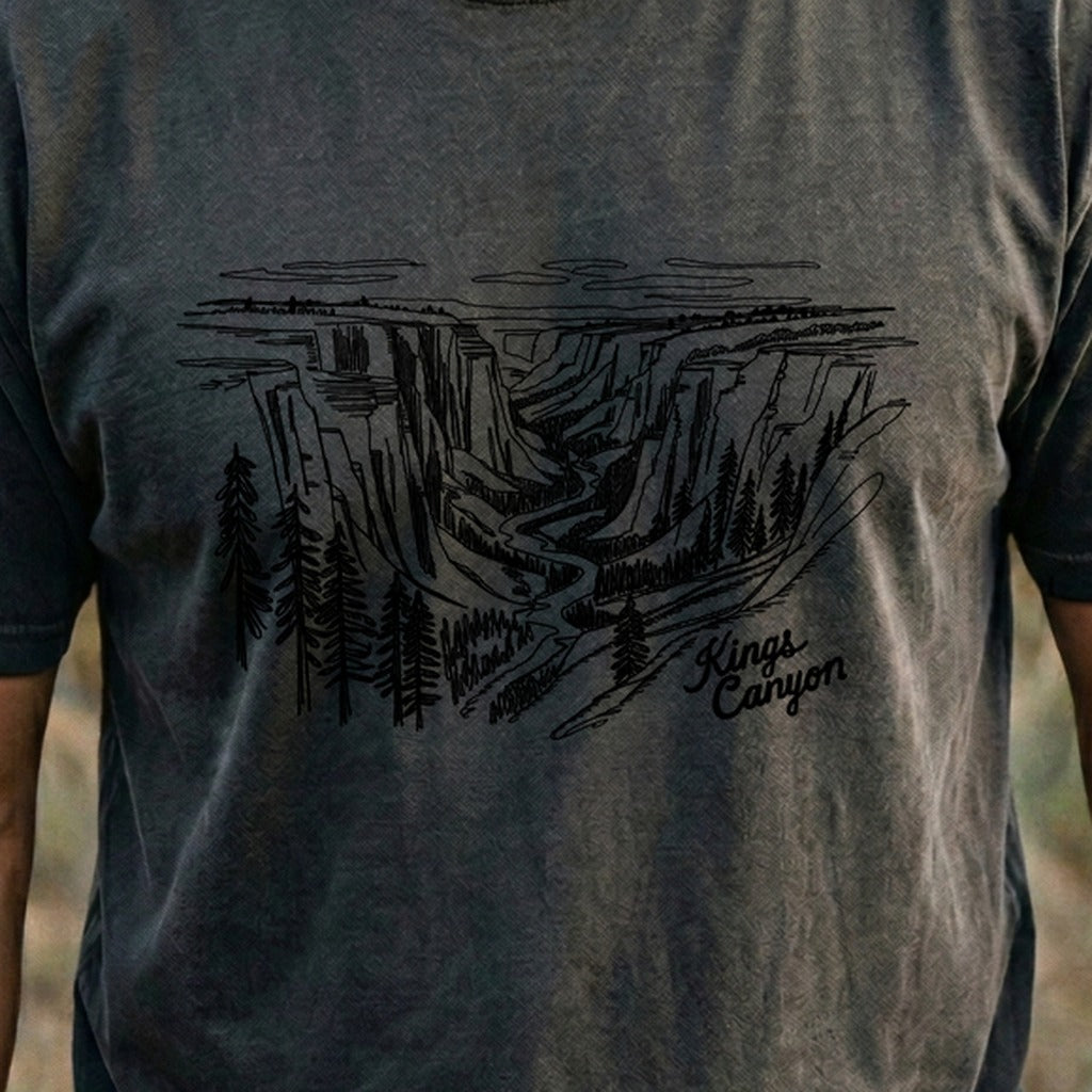 Kings Canyon Line Drawing Cotton T-Shirt