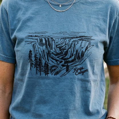 Kings Canyon Line Drawing Cotton T-Shirt