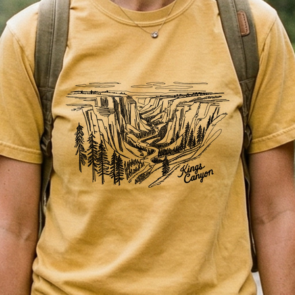 Kings Canyon Line Drawing Cotton T-Shirt