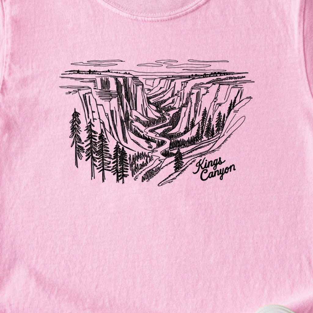 Kings Canyon Line Drawing Kids Cotton T-Shirt