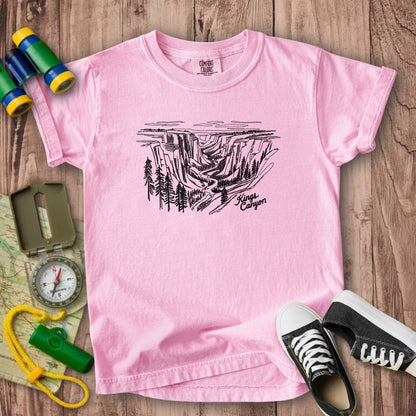 Kings Canyon Line Drawing Kids Cotton T-Shirt