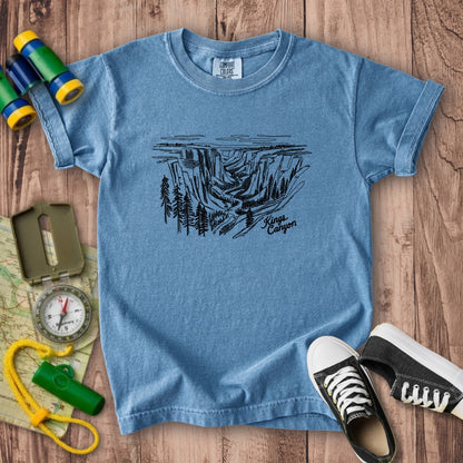 Kings Canyon Line Drawing Kids Cotton T-Shirt