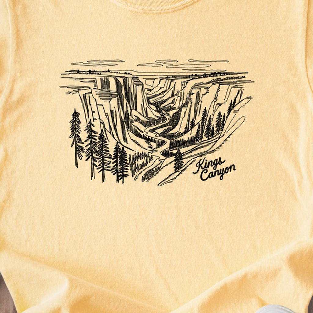 Kings Canyon Line Drawing Kids Cotton T-Shirt