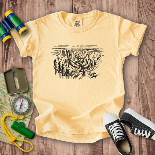 Kings Canyon Line Drawing Kids Cotton T-Shirt