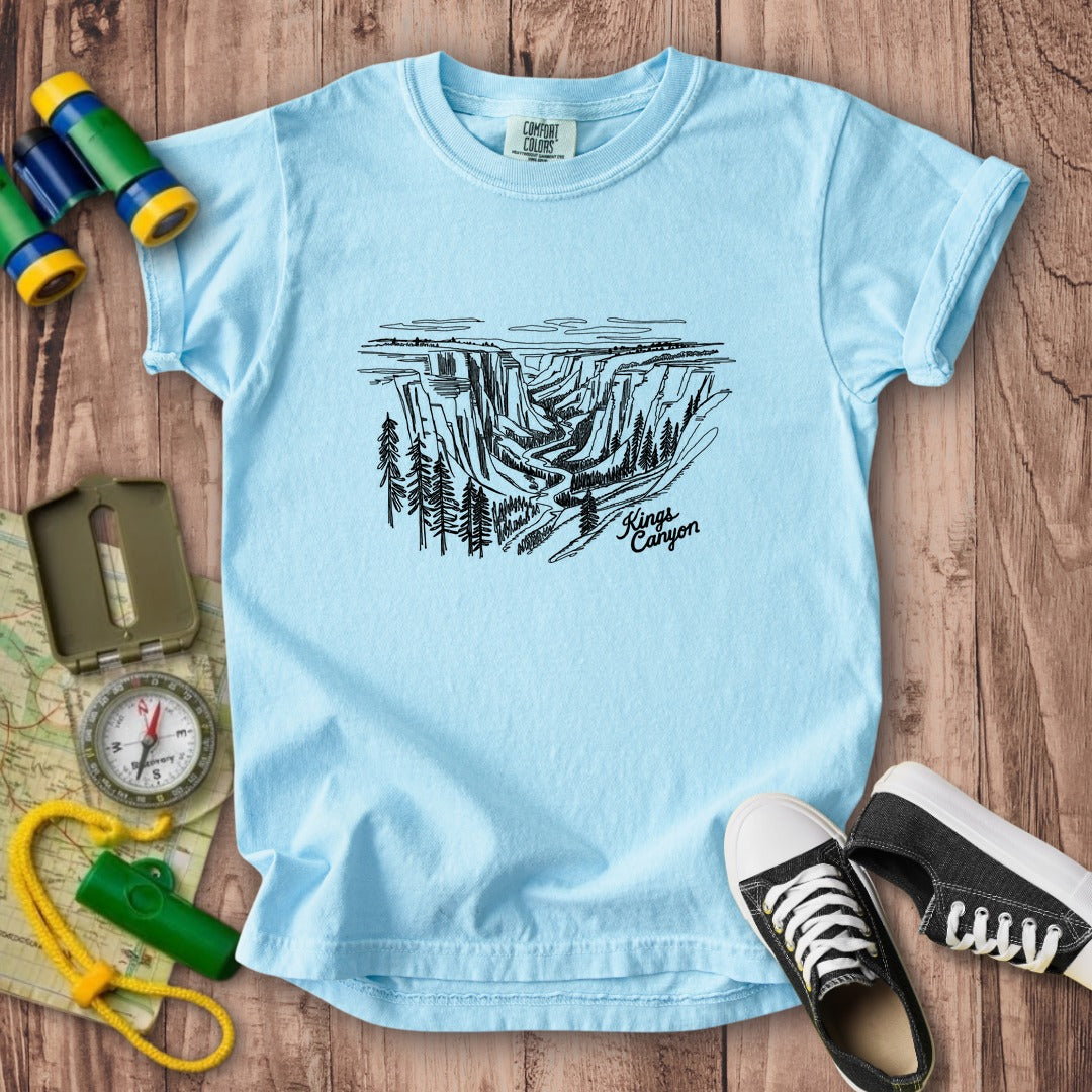 Kings Canyon Line Drawing Kids Cotton T-Shirt
