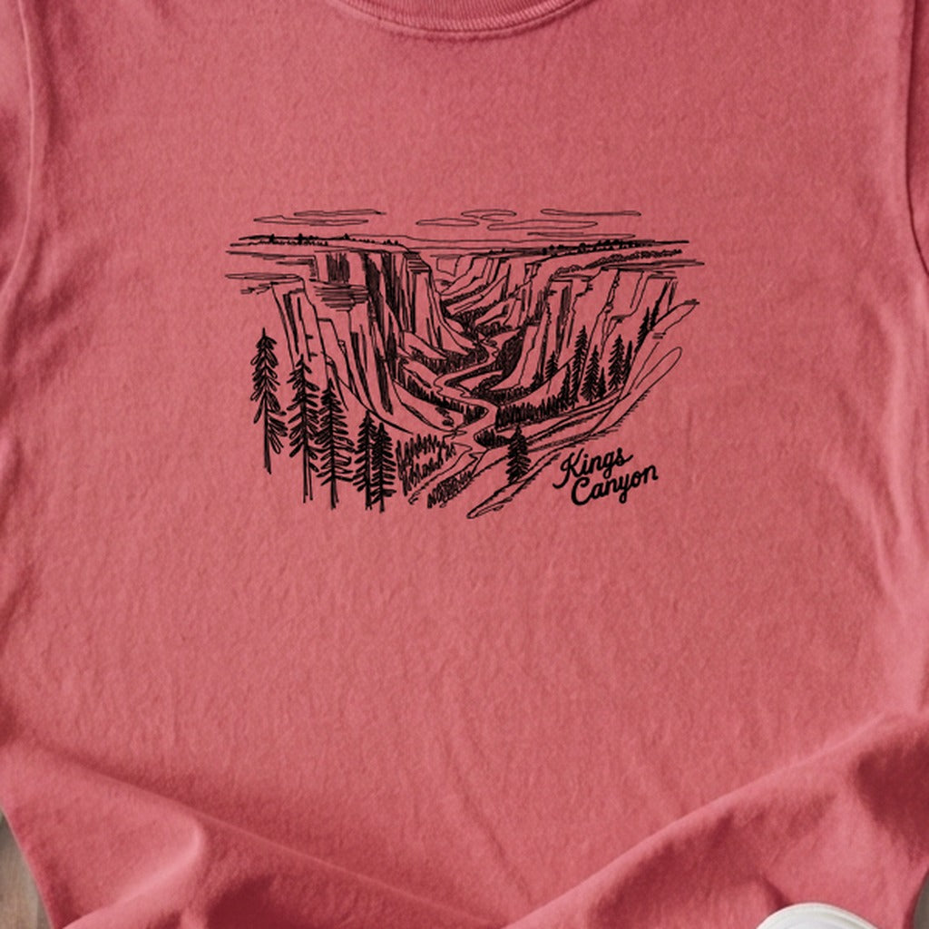 Kings Canyon Line Drawing Kids Cotton T-Shirt