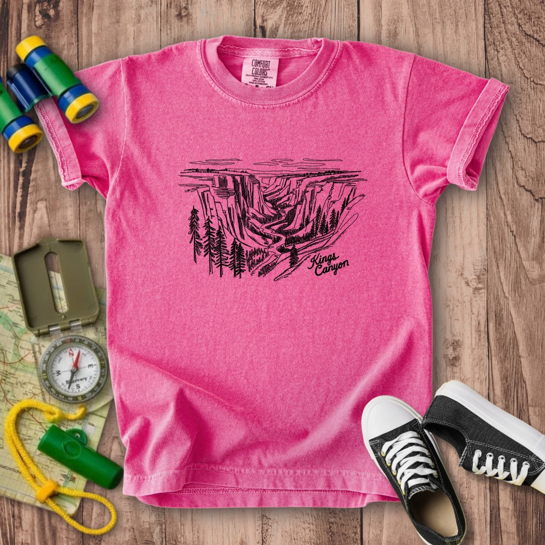 Kings Canyon Line Drawing Kids Cotton T-Shirt