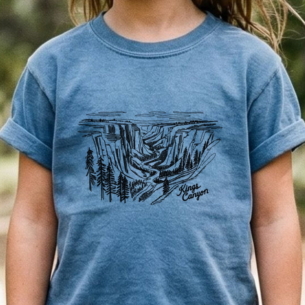 Kings Canyon Line Drawing Kids Cotton T-Shirt