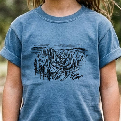 Kings Canyon Line Drawing Kids Cotton T-Shirt