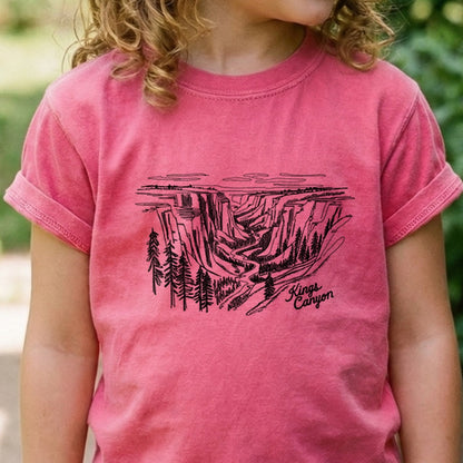 Kings Canyon Line Drawing Kids Cotton T-Shirt