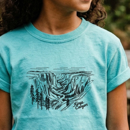 Kings Canyon Line Drawing Kids Cotton T-Shirt