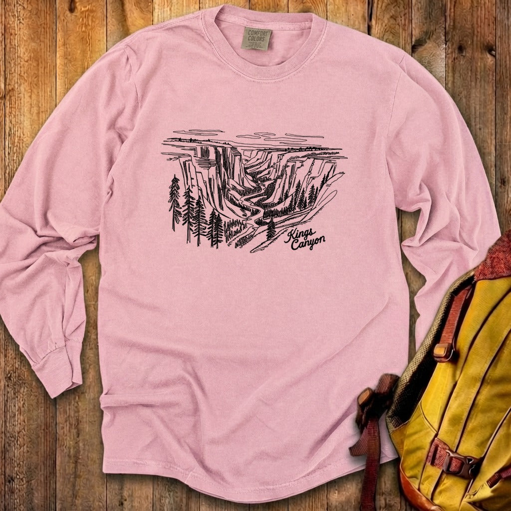 Kings Canyon Line Drawing Cotton Long Sleeve