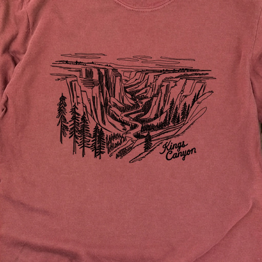 Kings Canyon Line Drawing Cotton Long Sleeve