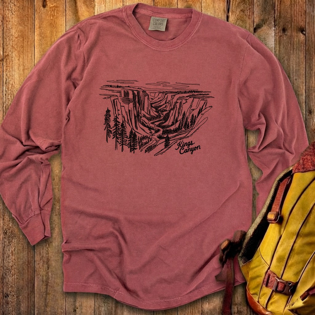 Kings Canyon Line Drawing Cotton Long Sleeve