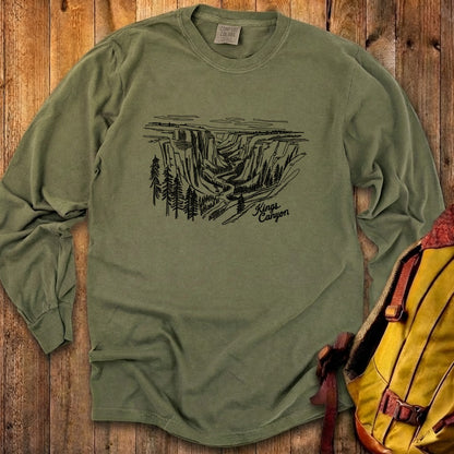 Kings Canyon Line Drawing Cotton Long Sleeve