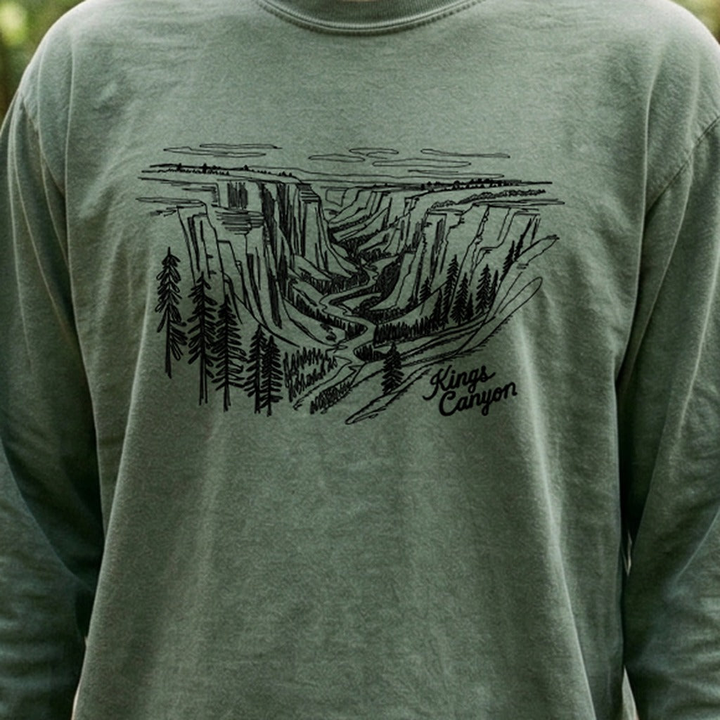 Kings Canyon Line Drawing Cotton Long Sleeve