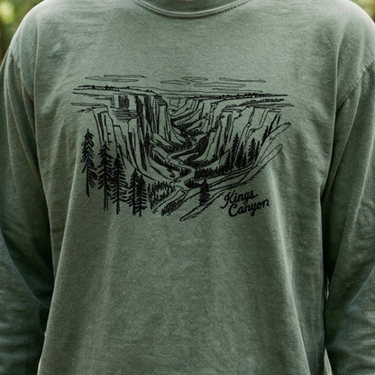 Kings Canyon Line Drawing Cotton Long Sleeve