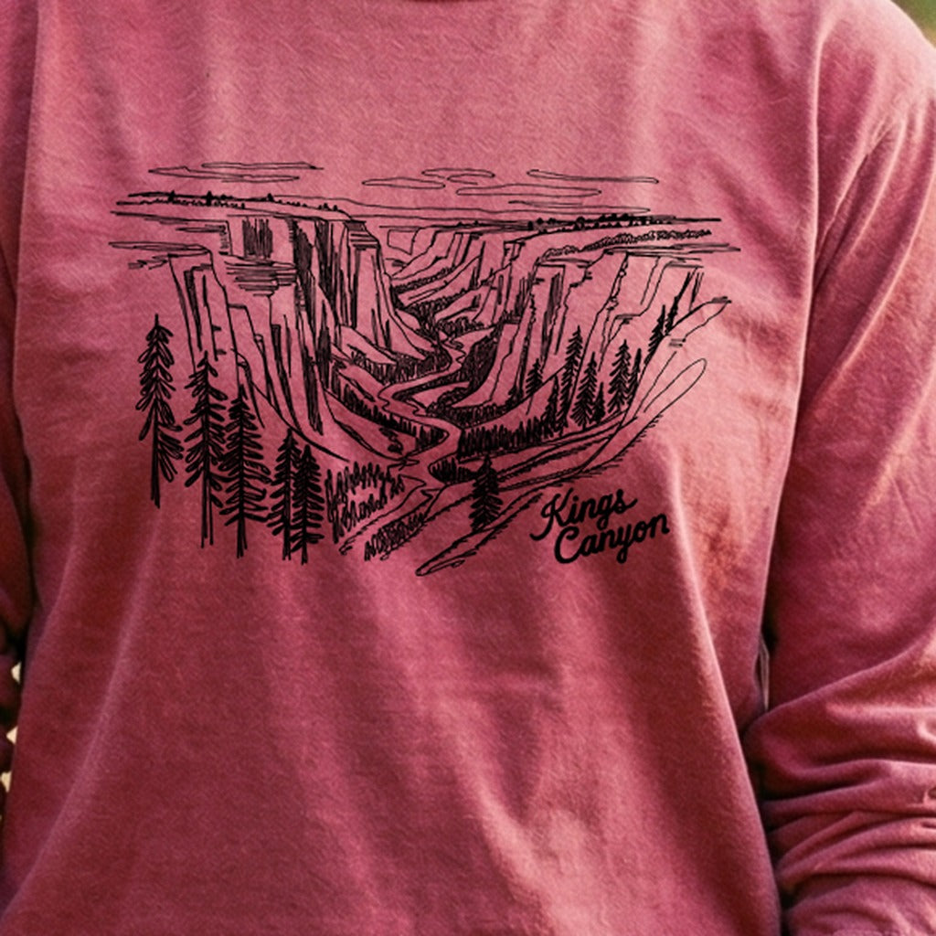 Kings Canyon Line Drawing Cotton Long Sleeve