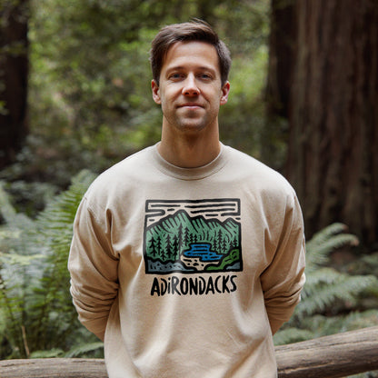 Adirondack Mountains Crewneck Sweatshirt Adventure and Outdoors Themed Sweatshirt