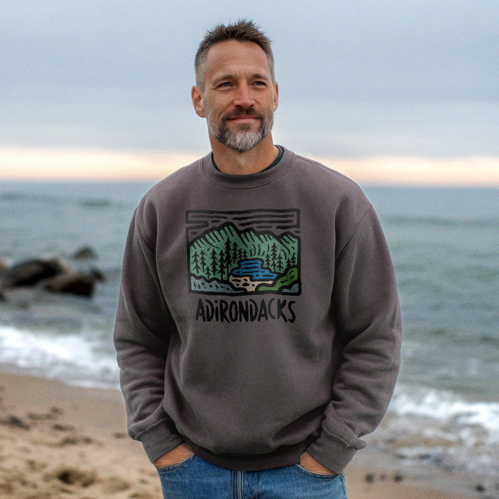 Adirondack Mountains Crewneck Sweatshirt Adventure and Outdoors Themed Sweatshirt