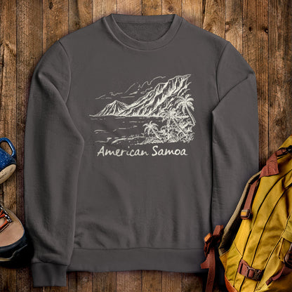 American Samoa Line Drawing Crewneck Sweatshirt