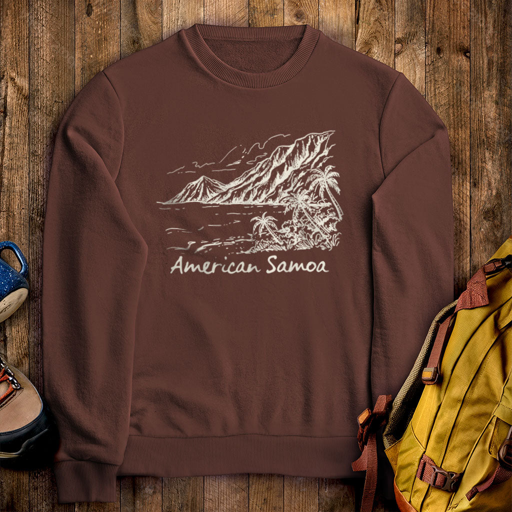 American Samoa Line Drawing Crewneck Sweatshirt