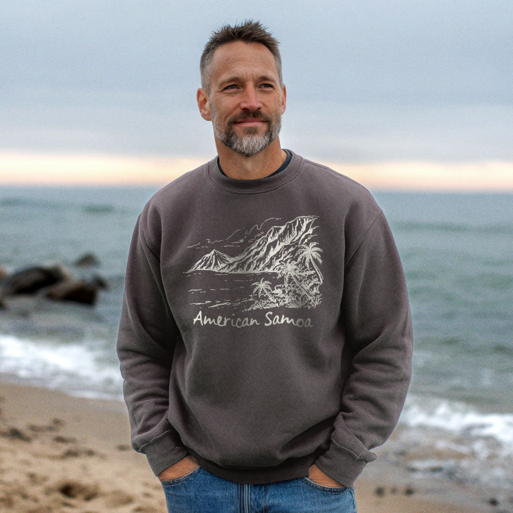 American Samoa Line Drawing Crewneck Sweatshirt