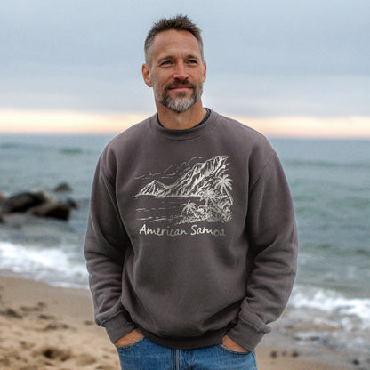 American Samoa Line Drawing Crewneck Sweatshirt