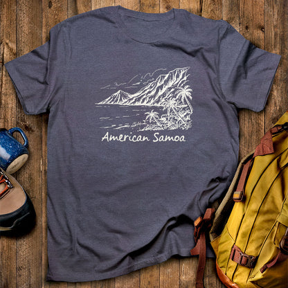 American Samoa Line Drawing T-Shirt