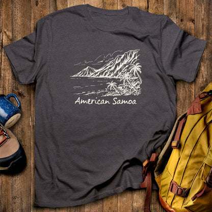 American Samoa Line Drawing T-Shirt