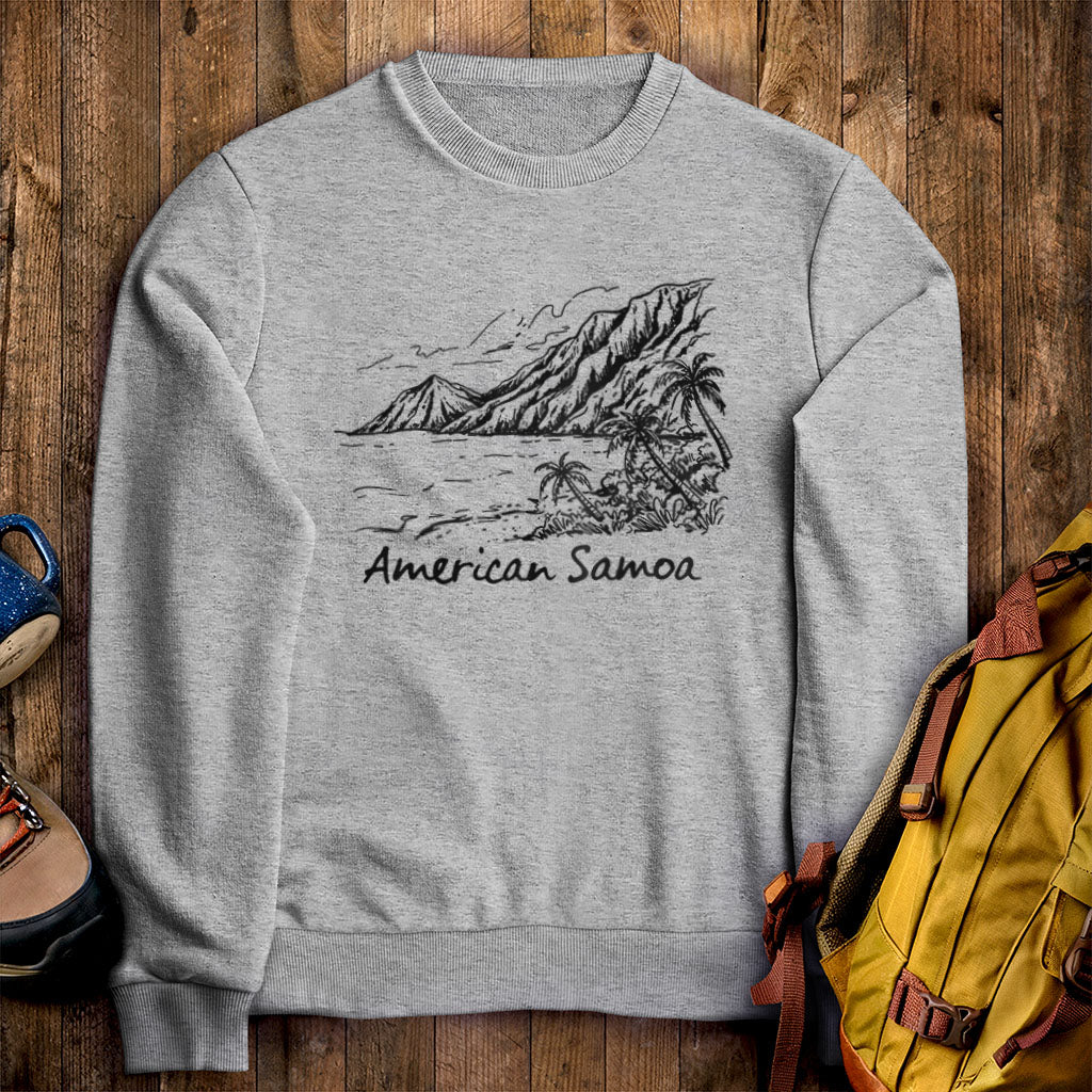 American Samoa Line Drawing Crewneck Sweatshirt