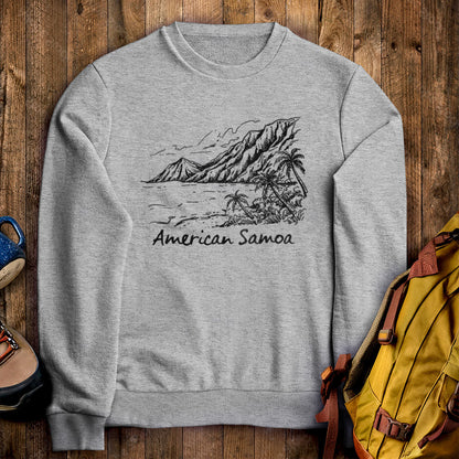 American Samoa Line Drawing Crewneck Sweatshirt