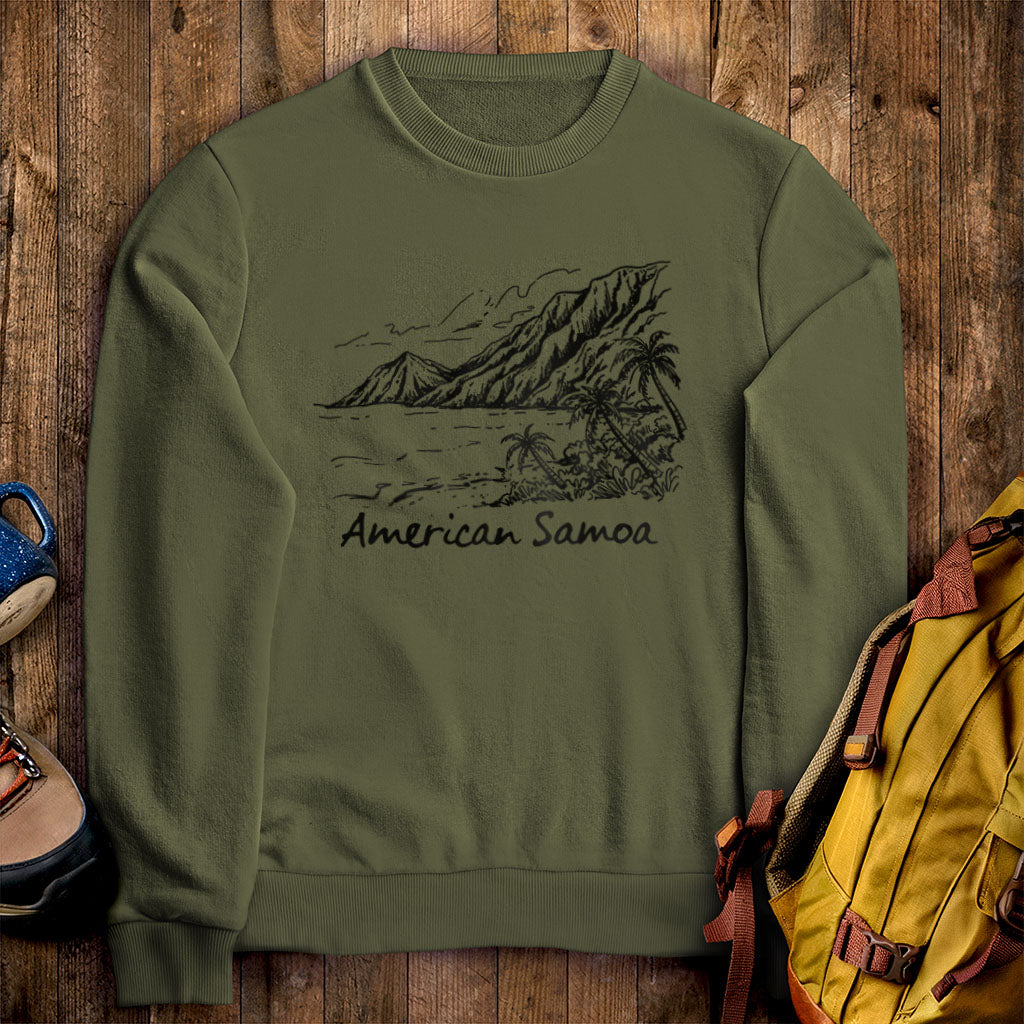 American Samoa Line Drawing Crewneck Sweatshirt