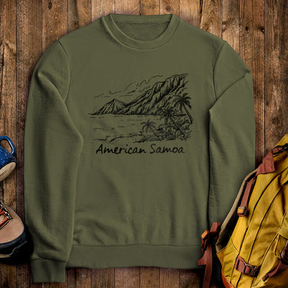 American Samoa Line Drawing Crewneck Sweatshirt