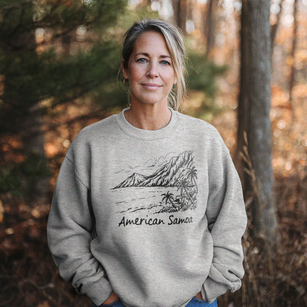 American Samoa Line Drawing Crewneck Sweatshirt
