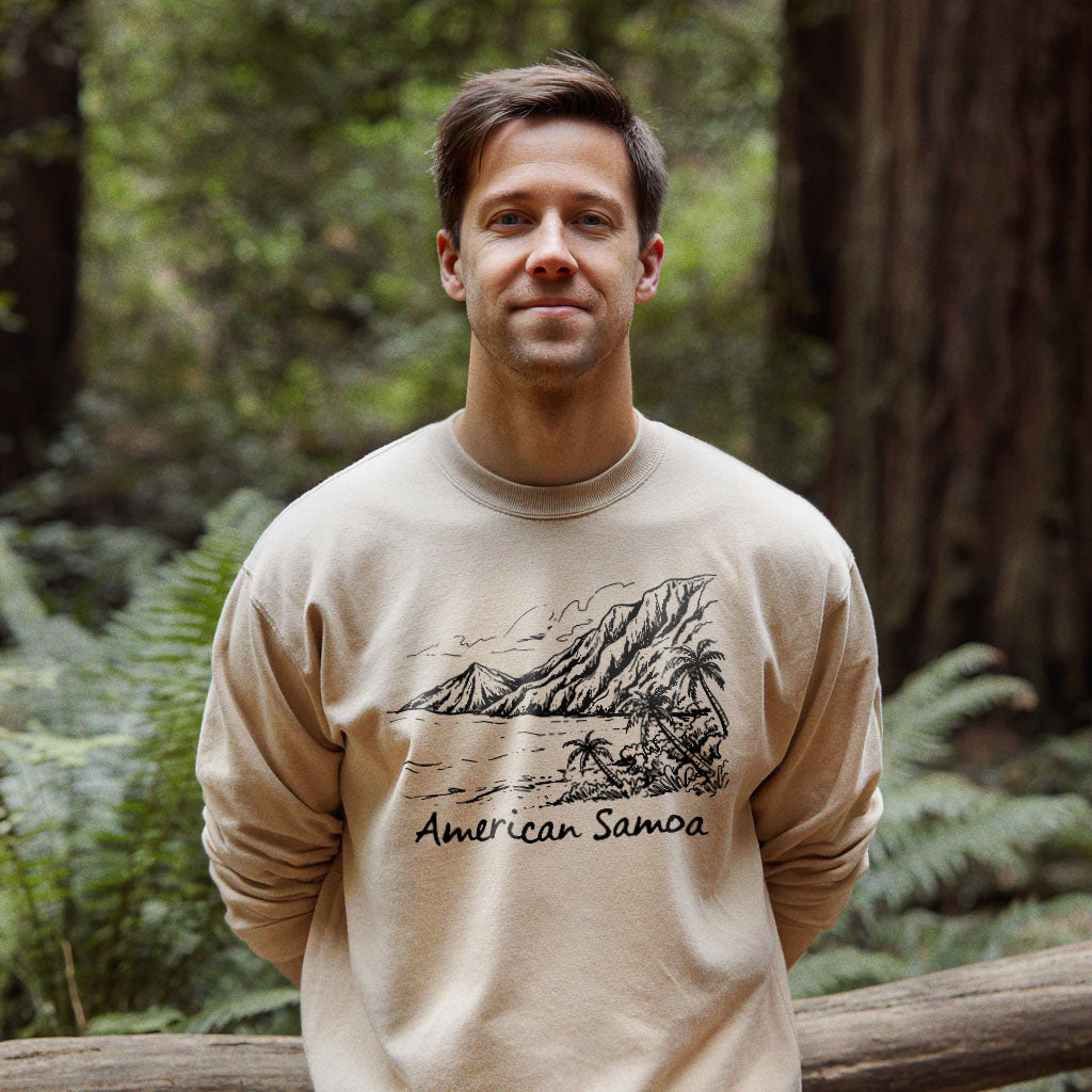 American Samoa Line Drawing Crewneck Sweatshirt