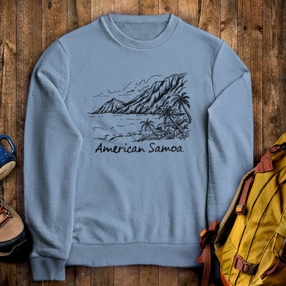 American Samoa Line Drawing Crewneck Sweatshirt