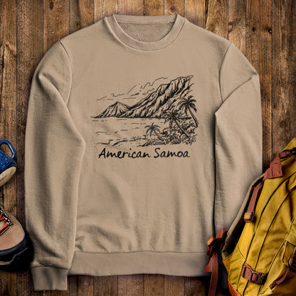 American Samoa Line Drawing Crewneck Sweatshirt