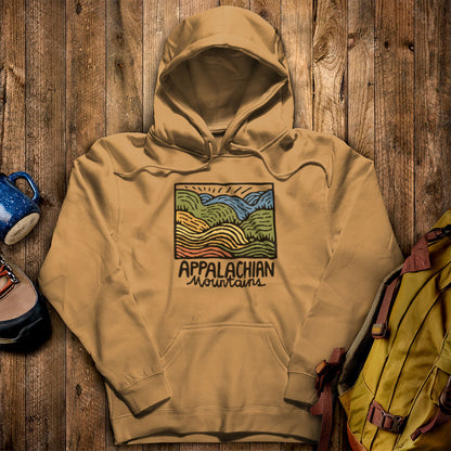 Appalachian Mountains Hoodie Mustard Adventure and Outdoors Themed Hoodie