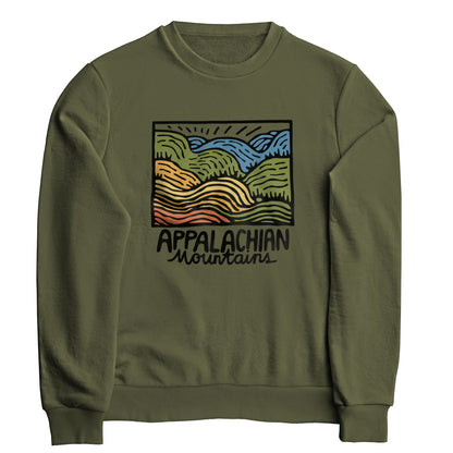 Appalachian Mountains Crewneck Sweatshirt Adventure and Outdoors Themed Sweatshirt