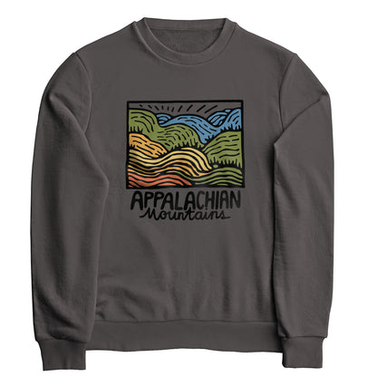 Appalachian Mountains Crewneck Sweatshirt Adventure and Outdoors Themed Sweatshirt