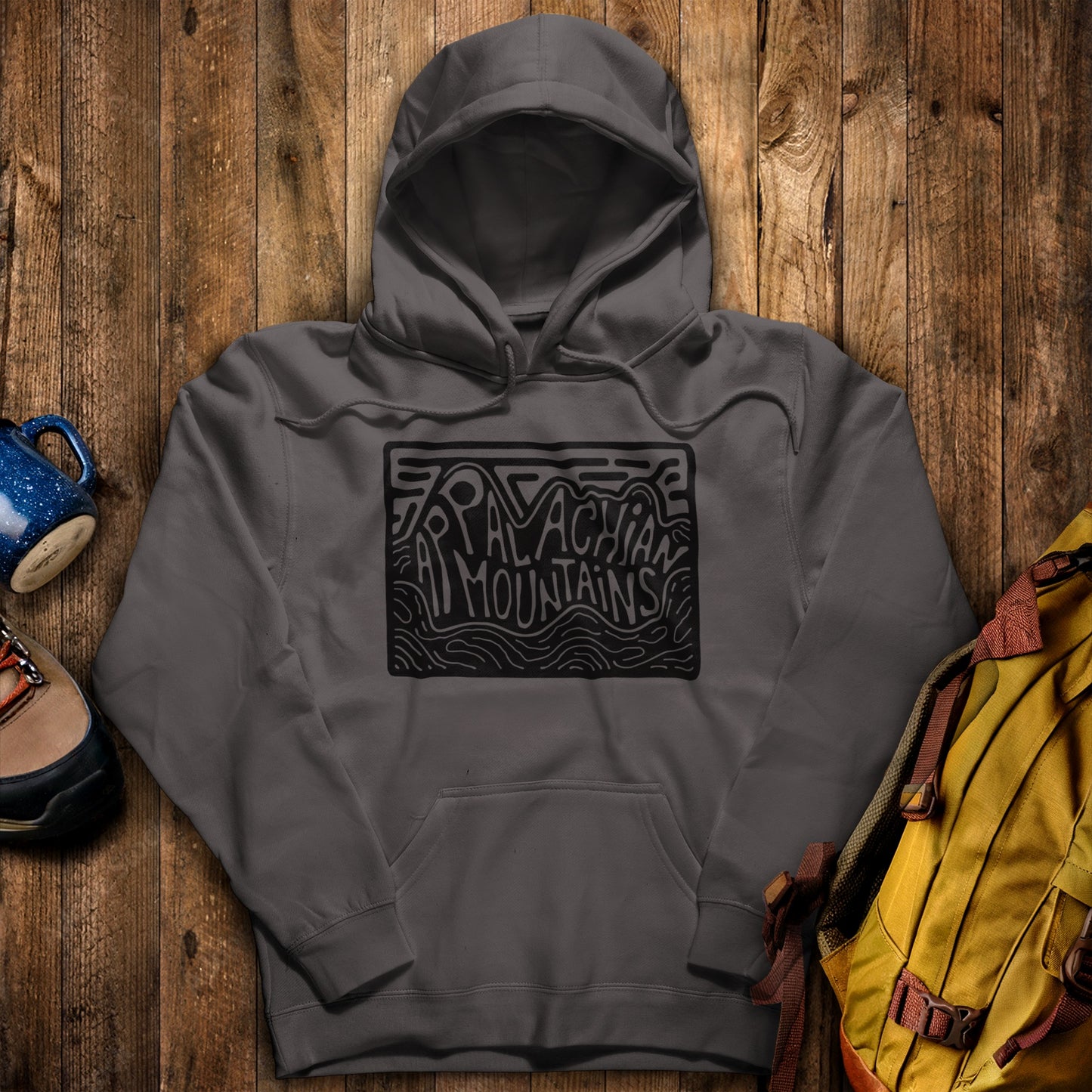Appalachian Mountains Hoodie Charcoal Adventure and Outdoors Themed Hoodie