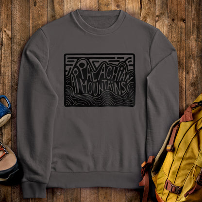 Appalachian Mountains Crewneck Sweatshirt Charcoal Adventure and Outdoors Themed Sweatshirt
