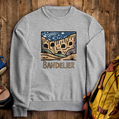 Bandelier National Monument Crewneck Sweatshirt Sport Grey Adventure and Outdoors Themed Sweatshirt