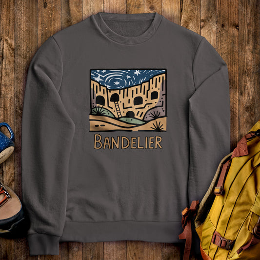 Bandelier National Monument Crewneck Sweatshirt Charcoal Adventure and Outdoors Themed Sweatshirt