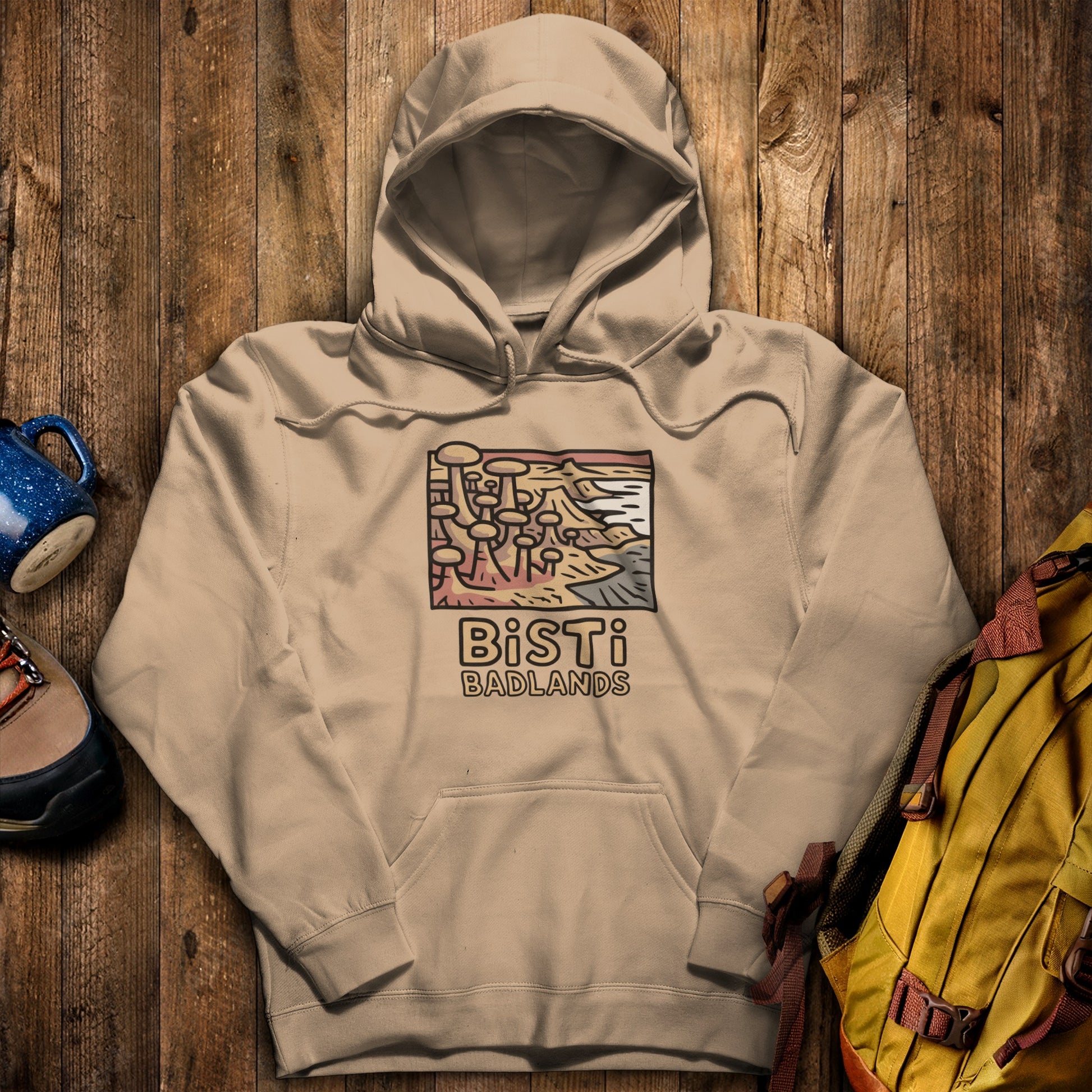 Bisti Badlands Hoodie Sand Adventure and Outdoors Themed Hoodie