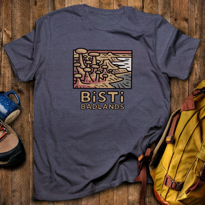 Bisti Badlands T-Shirt Heather Navy Adventure and Outdoors Themed T-Shirt