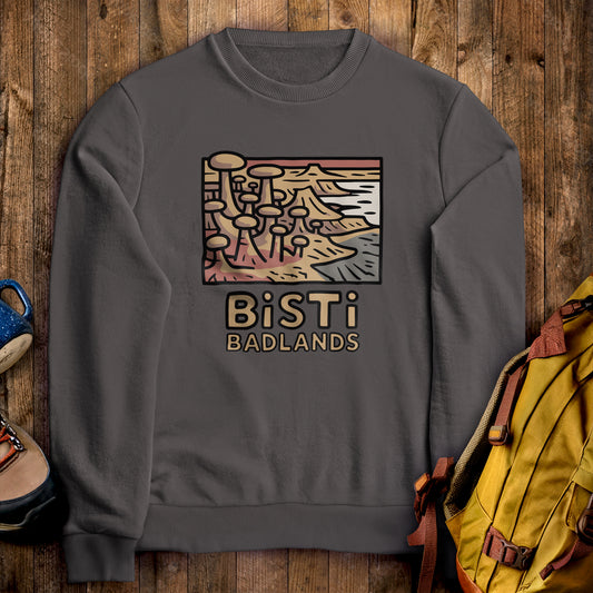 Bisti Badlands Crewneck Sweatshirt Charcoal Adventure and Outdoors Themed Sweatshirt