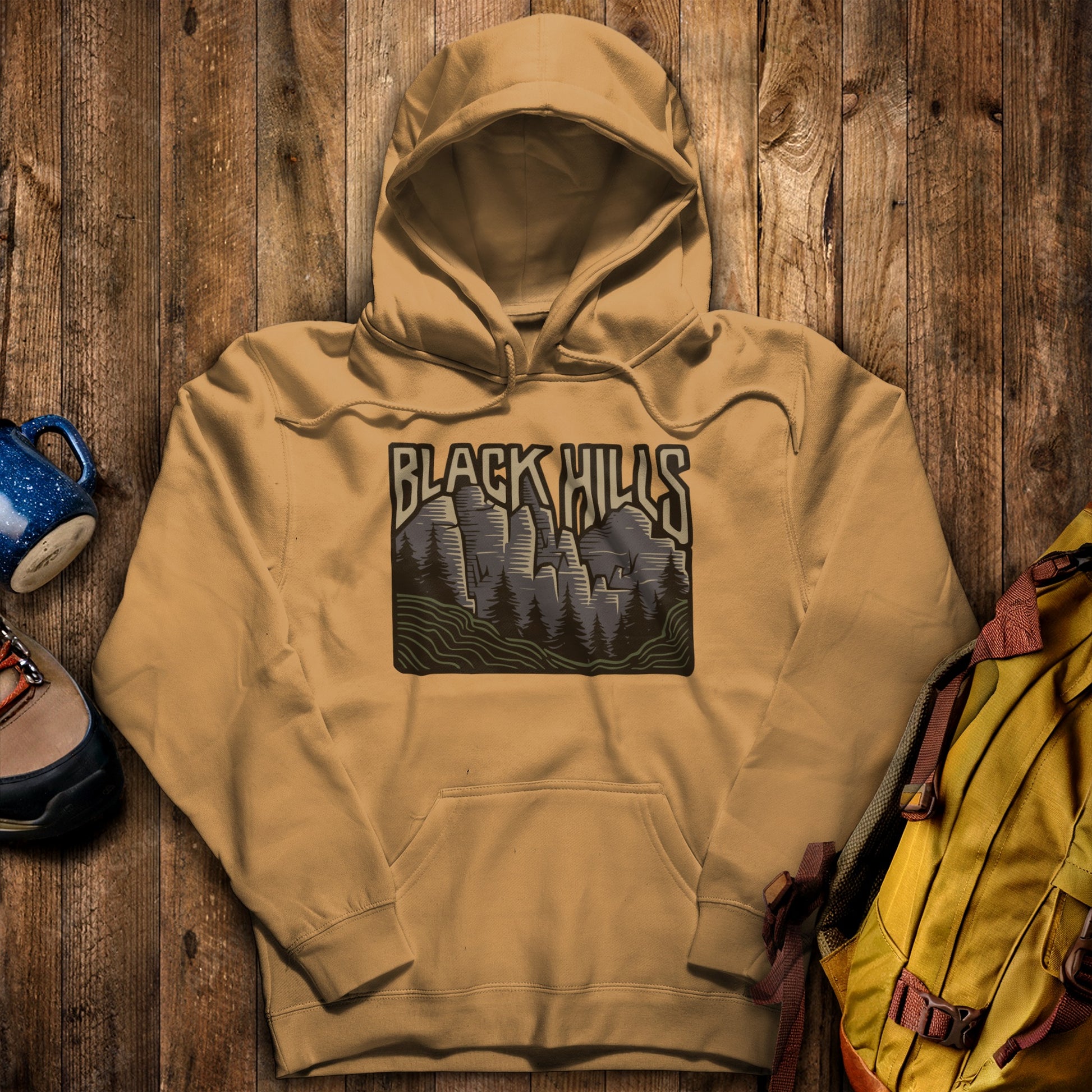 Black Hills National Forest Hoodie Mustard Adventure and Outdoors Themed Hoodie